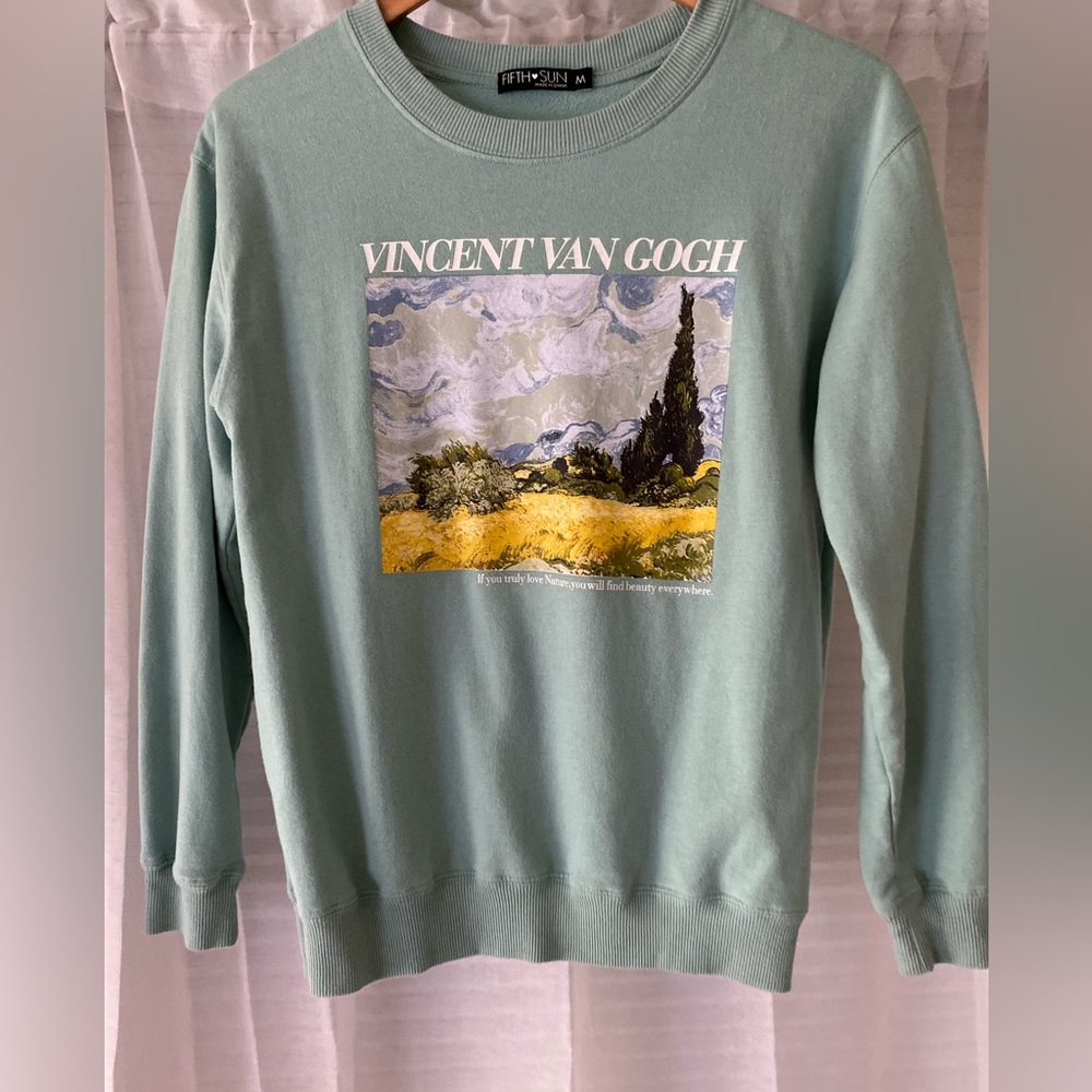 Teal Vincent Van Gogh Art Crewneck